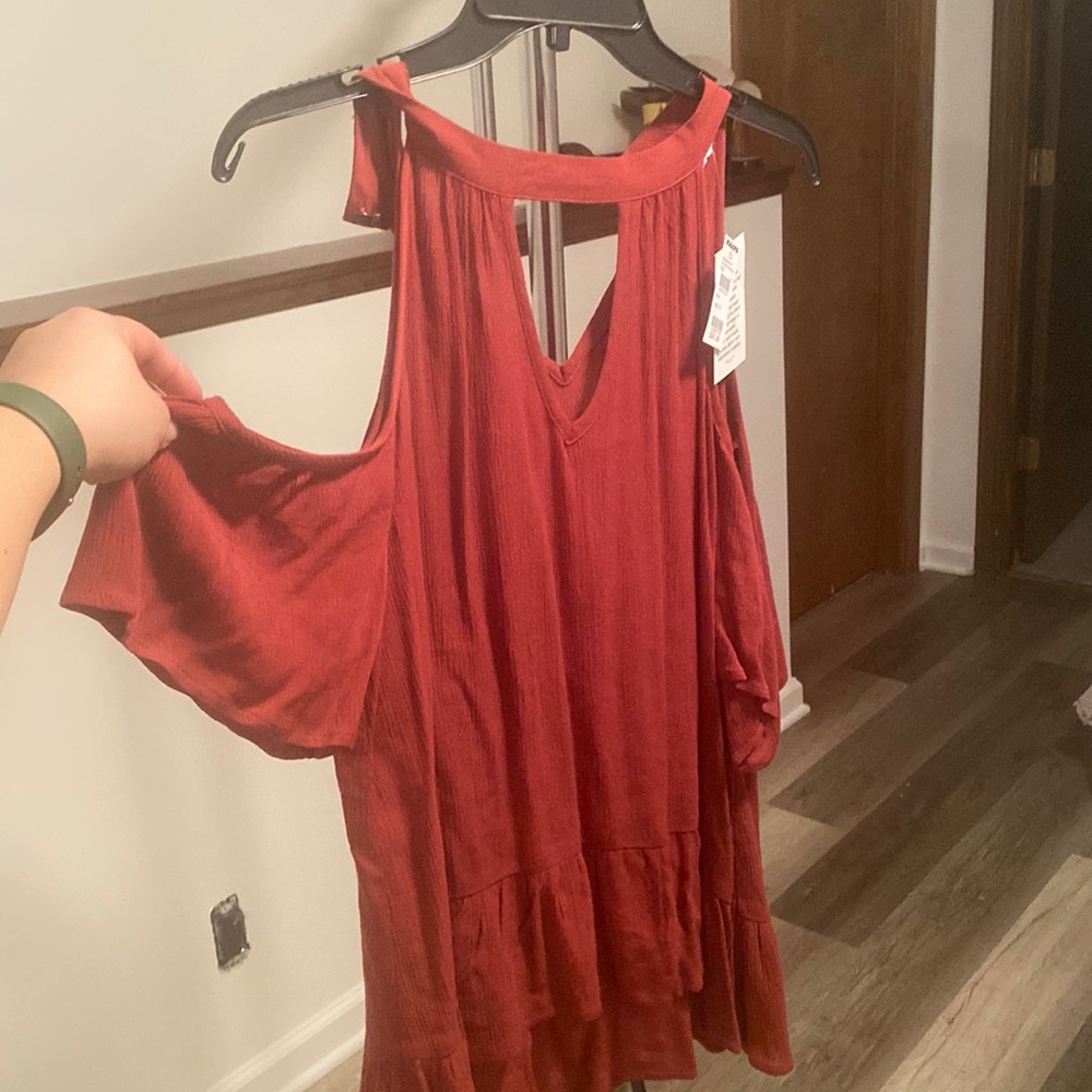 XL Rust Blouse with off shoulder detail